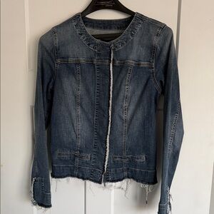Kit from the Kloth Frayed Edge Blue Jean Jacket. Super cute!